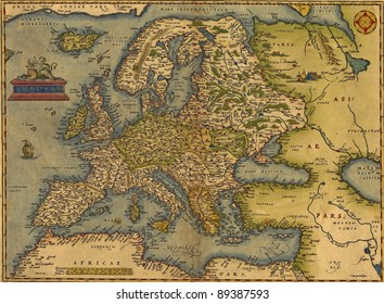 Antique Map Of Europe,  By Abraham Ortelius, Circa 1570