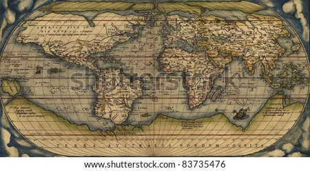 Antique Map of the World,  Antique map by Ortelius, circa 1570