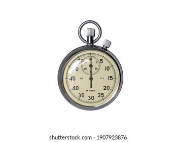 Antique mechanical pocket sports clock on a white background. - Powered by Shutterstock