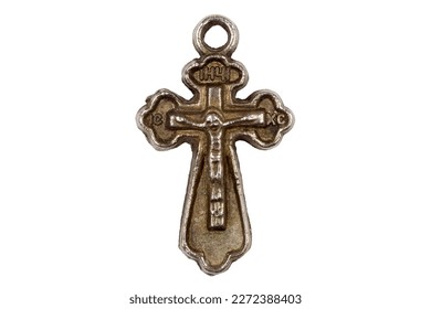 Antique metal cross on a white background. Cross close-up. Religious symbol. - Powered by Shutterstock