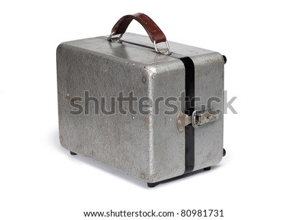 Antique metal portable case isolated on white