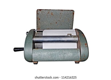 Antique Mimeograph - A Duplicate Machine Isolated On White Background.