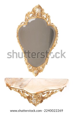 Antique mirror gold leaf frame abstract pastel wonderful background image on white backdrop buying.