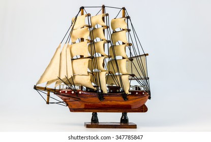 Antique Model Sailing Ship White Background Stock Photo 347785847 ...