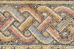Antique Mosaic Ornament In The Archaeological Park Of Paphos. Cyprus.