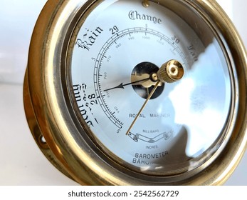 Antique Nautical Clock and Barometer made of bronze - Powered by Shutterstock