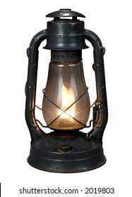 Antique Oil Lamp With Clipping Path