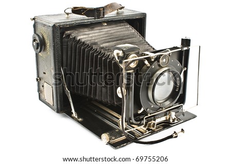 Antique Old photo Camera isolated on white