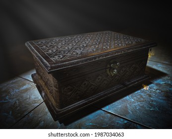 Antique Old Wooden Box Relic From Ancestors