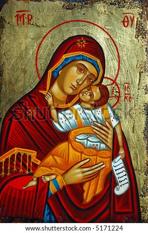 Antique orthodox paint called icon, Rhodes, greece.
