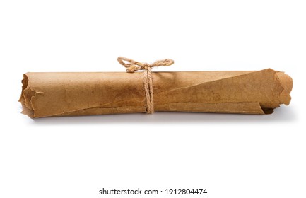Antique paper scroll isolated on a white background