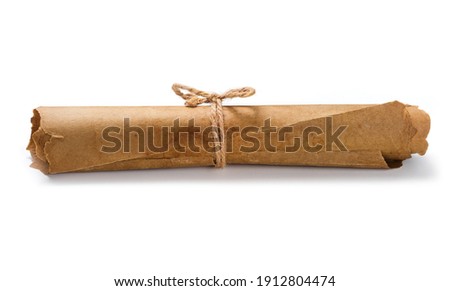 Antique paper scroll isolated on a white background