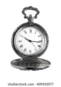 Antique Pocket Watch Isolated On White