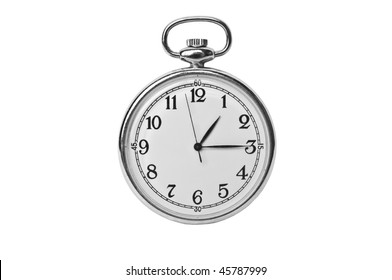 Antique Pocket Watch Isolated On White