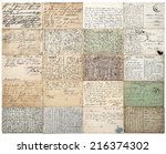 antique postcards. old handwritten undefined texts from ca. 1900. grunge vintage papers background. french carte postale