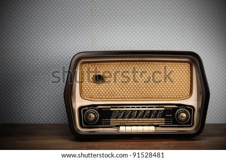 antique radio on vintage background
