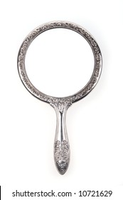 Antique Retro Hand Mirror Isolated On White Background