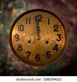 Antique Rusty Clock Face Close Up