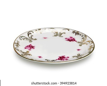 Antique Saucer Or Dish Isolated On White Background Including Clipping Path.