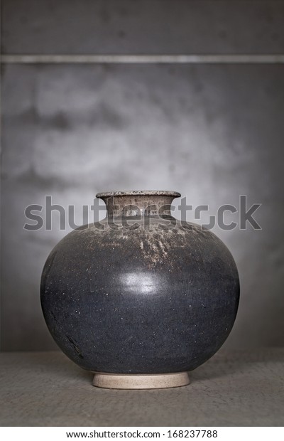 Antique Scratch Black Ceramic Vase Still Objects Stock Image 168237788