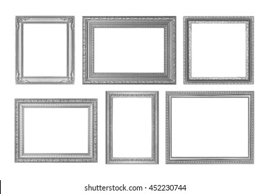 The Antique Silver Frame On The White Background