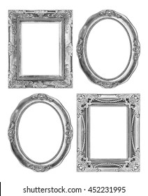 The Antique Silver Frame On The White Background