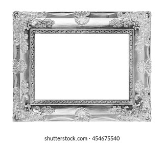 The Antique Silver Frame On The White Background