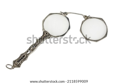 antique silver lorgnette with stones