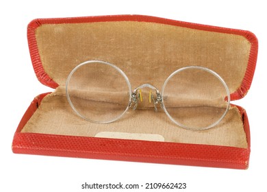 Antique silver pince-nez Shuron  in a red case