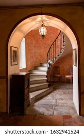 Antique spiral staircase in an old French mansion