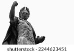 Antique statue of Roman dictator, politician, historian and military general Gaius Julius Caesar. Black and white image. Copy space.
