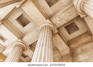 Antique stone column of a old building close-up. - Shutterstock ID 2272170525