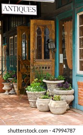 Antique Store On Main Street In Fredericksburg, Texas