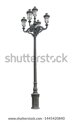 Antique street light isolated on white background