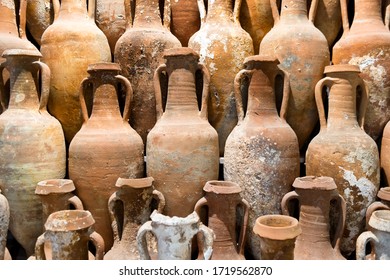 Antique Terracotta Amphoras Dated From Fifth Century Common Era