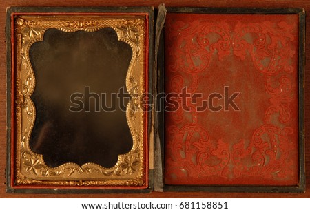 Antique tintype photo frame, late eighteenth early nineteenth century.