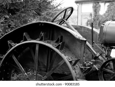 antique tractor steel wheel with spikes. detail - Powered by Shutterstock