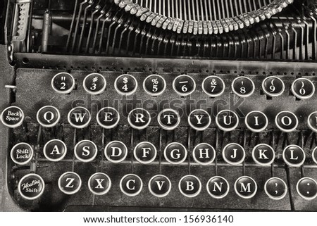 Antique Typewriter IV - An Antique Typewriter Showing Traditional QWERTY Keys IV