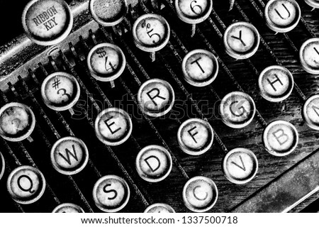  An Antique Typewriter Showing Traditional QWERTY Keys 