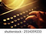 Antique Typewriter. Vintage Typewriter Machine Closeup Photo.