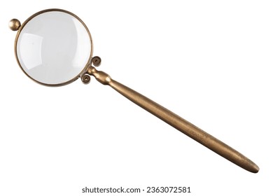 Antique vintage magnifying glass isolated on white background - Powered by Shutterstock