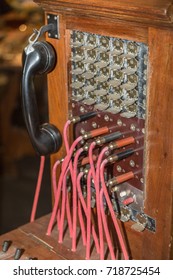 Antique Vintage Telephone Switchboard, Communication Connection Concept