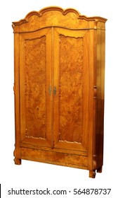 Antique Vintage Wood Wardrobe Isolated On White