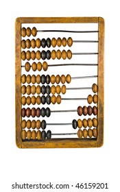 Antique Wooden Abacus For Arithmetic Isolated On White