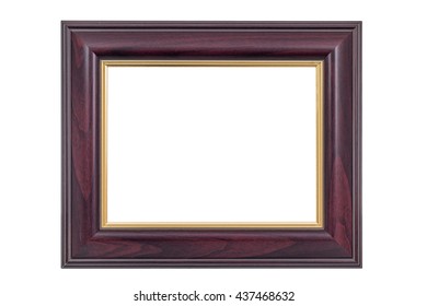 Antique wooden brown frame isolated on white background with clipping path - Shutterstock ID 437468632