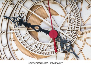 Antique Wooden Clock Close Up