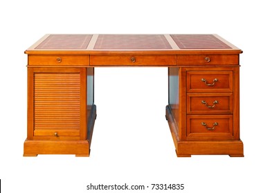 Antique wooden desk isolated included clipping path