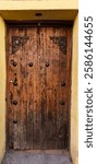 Antique wooden door with iron details