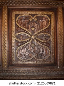 Antique Wooden Furniture Carvings Inlaid Metal Stock Photo 2126369891 ...