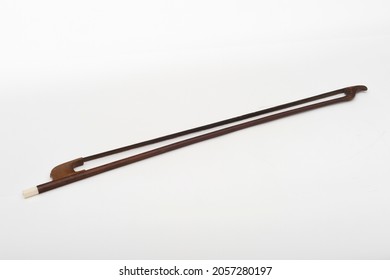 Antique Wooden Violin Bow Isolated on White Background